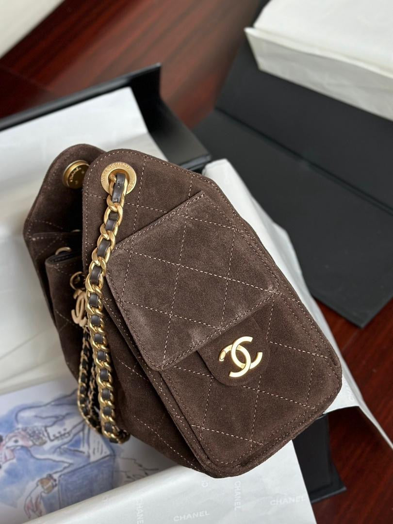 Chanel 25 Mini Suede Brown