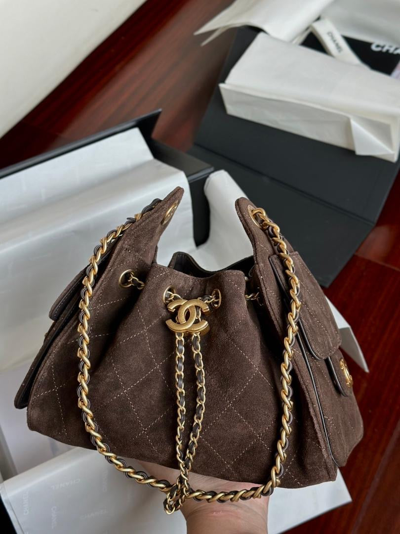 Chanel 25 Mini Suede Brown