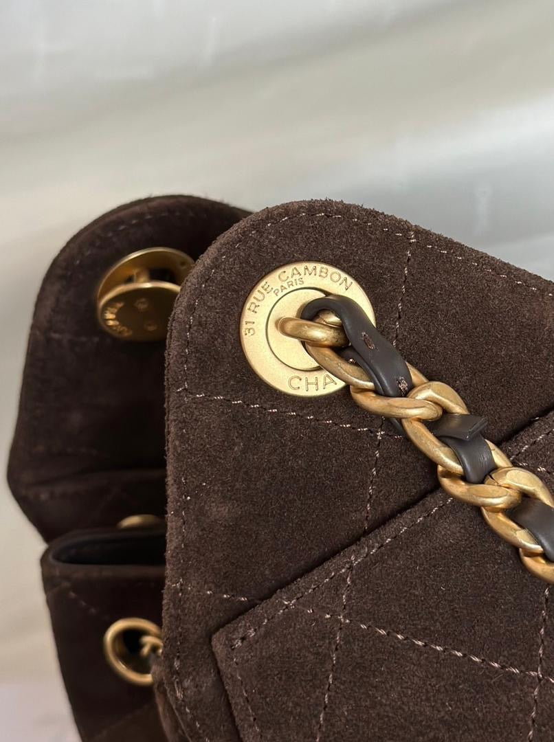 Chanel 25 Mini Suede Brown