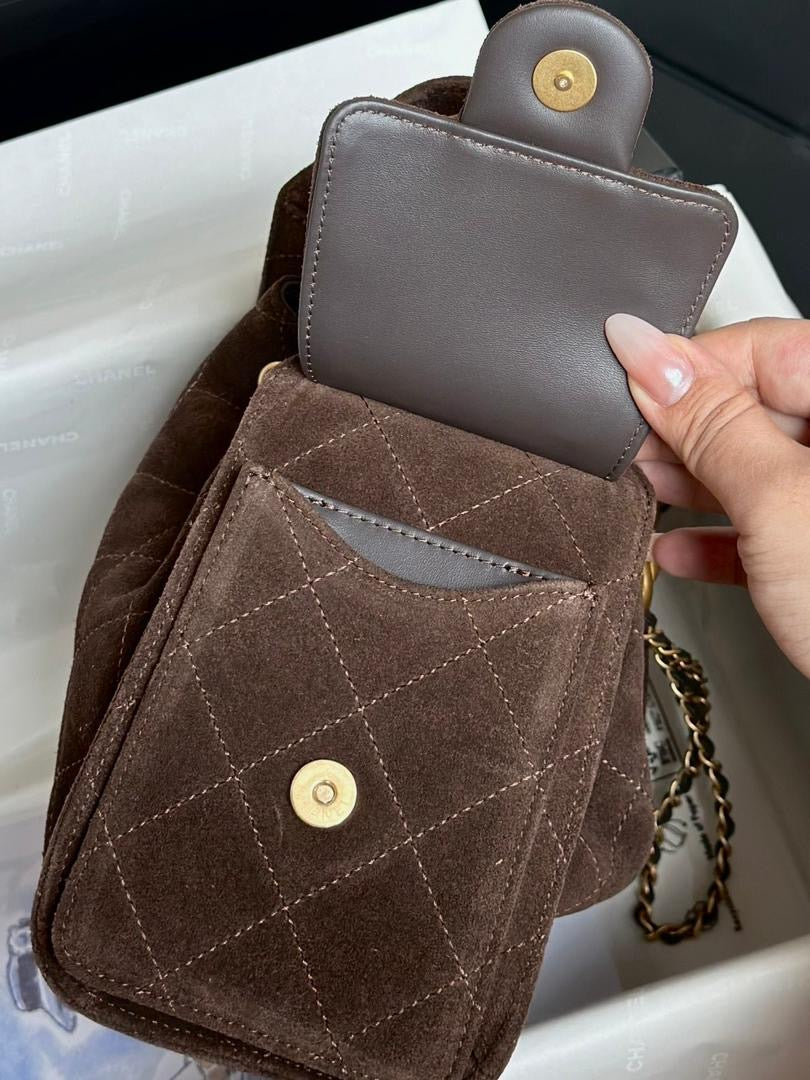 Chanel 25 Mini Suede Brown