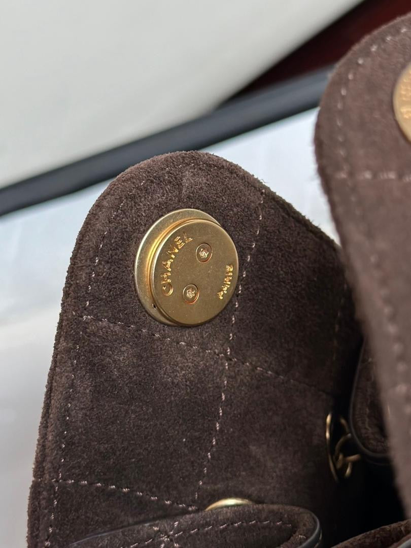 Chanel 25 Mini Suede Brown